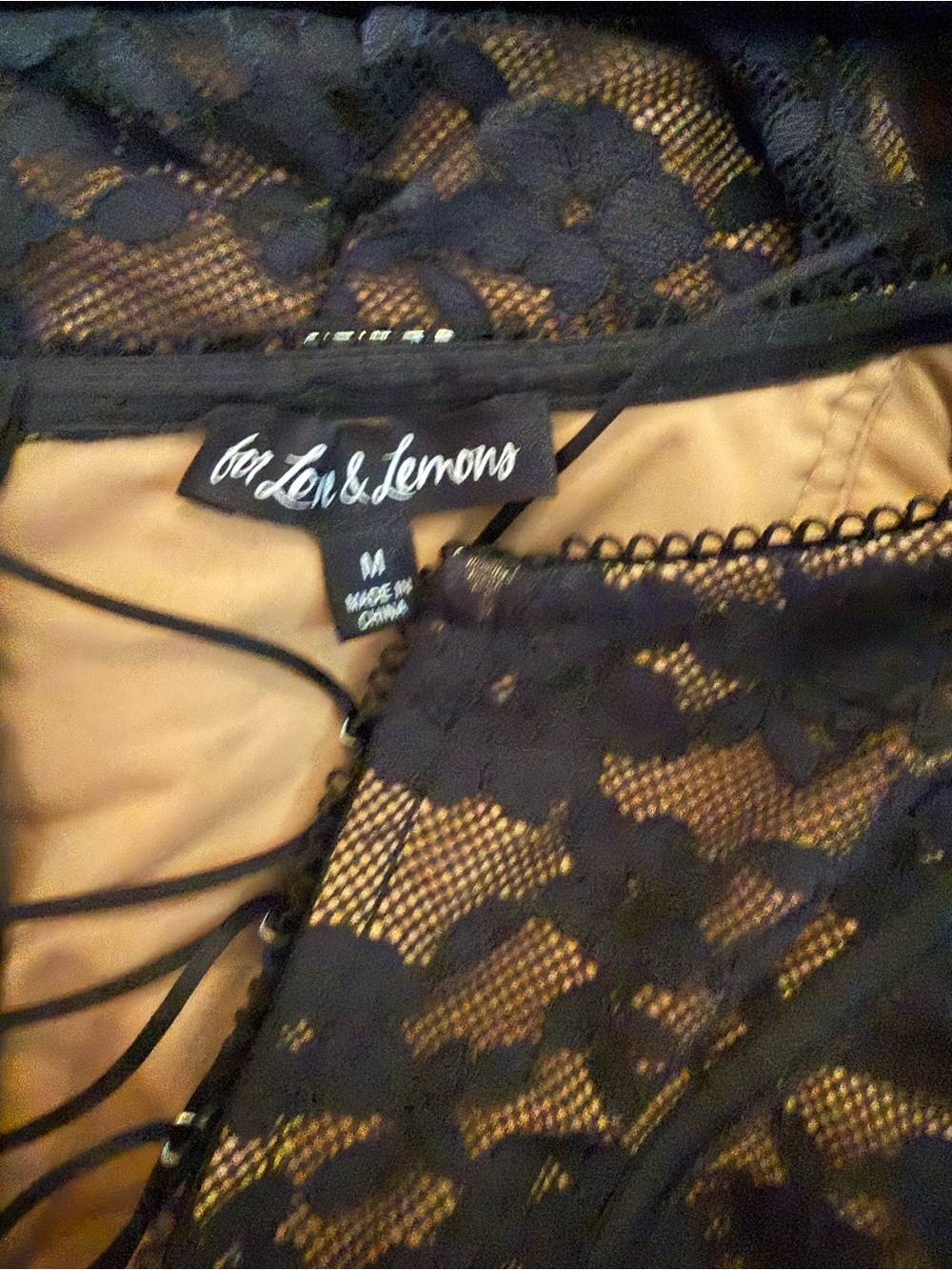 For Love & Lemons Dress Black Lace Built in Body suit - Picture 4 of 6
